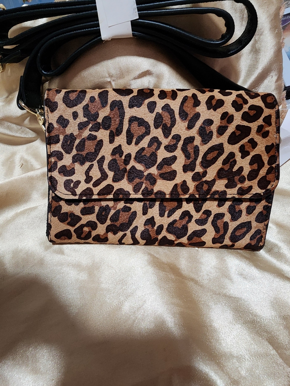 LOFT Leopard Print Crossbody Bag - Black Strap